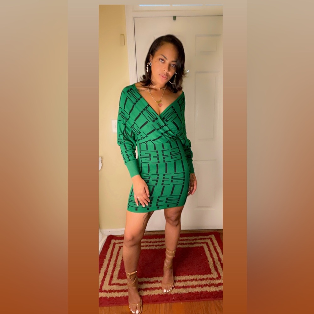 Rose Women's New Summer Green Dresses long Sleeve Sexy Mini Party Club